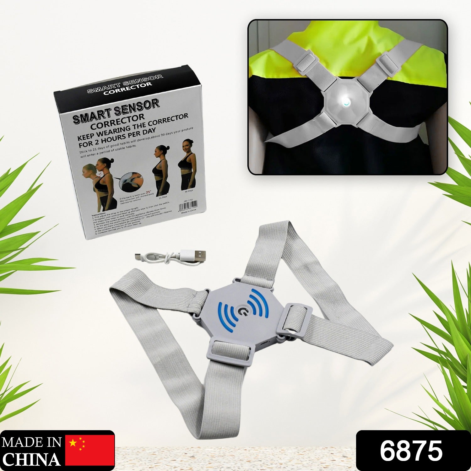 6875 Smart Back Posture Corrector, Shoulder and Back Posture Band Posture Reminder with Smart Vibration Sensor Reminder for Kids Men and Women 6875 Smart Back Posture Corrector, Shoulder and Back Posture Band Posture Reminder with Smart Vibration Sensor Reminder for Kids Men and Women